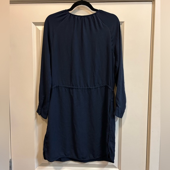 Gap Navy Half Button Long Sleeve Dress w Draw String Waist and Pockets - size S - Picture 3 of 3